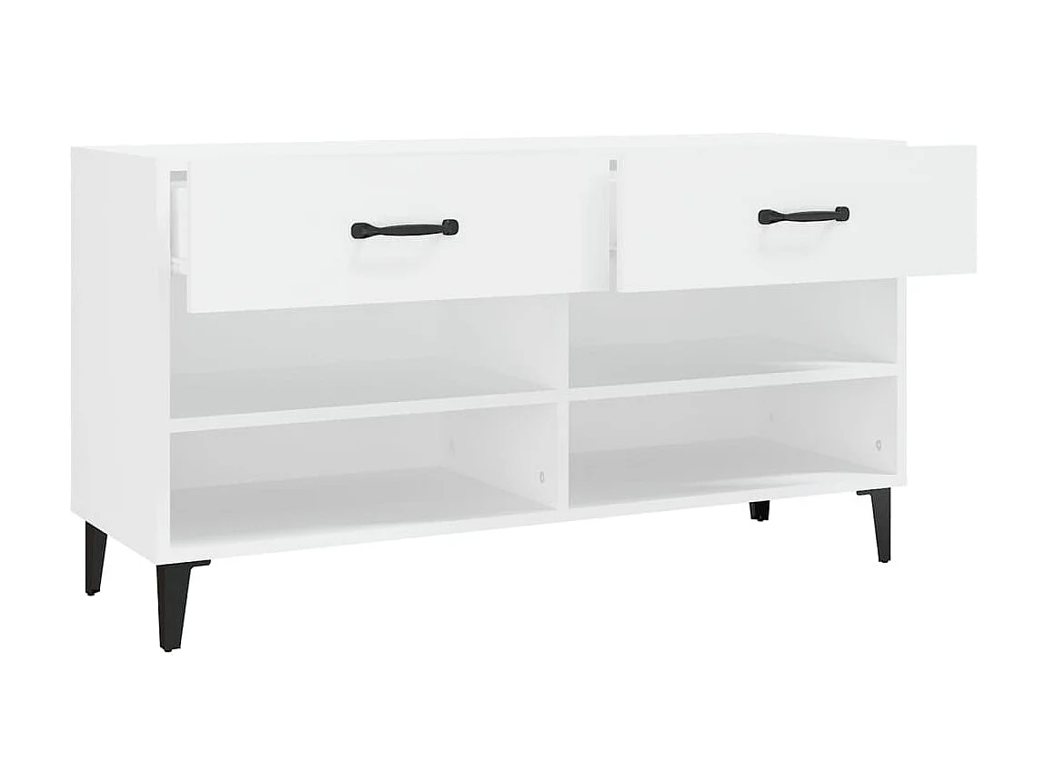 Schoenenkast Wit 102x35x55 cm Bewerkt hout