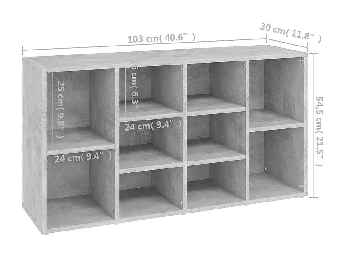 Banco zapatero Gris hormigón 103x30x54,5 cm Aglomerado