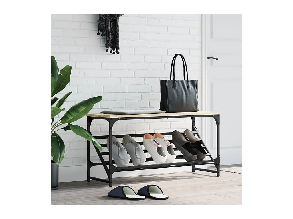 étagère à chaussures chêne sonoma 90x30x45 cm bois d'ingénierie
