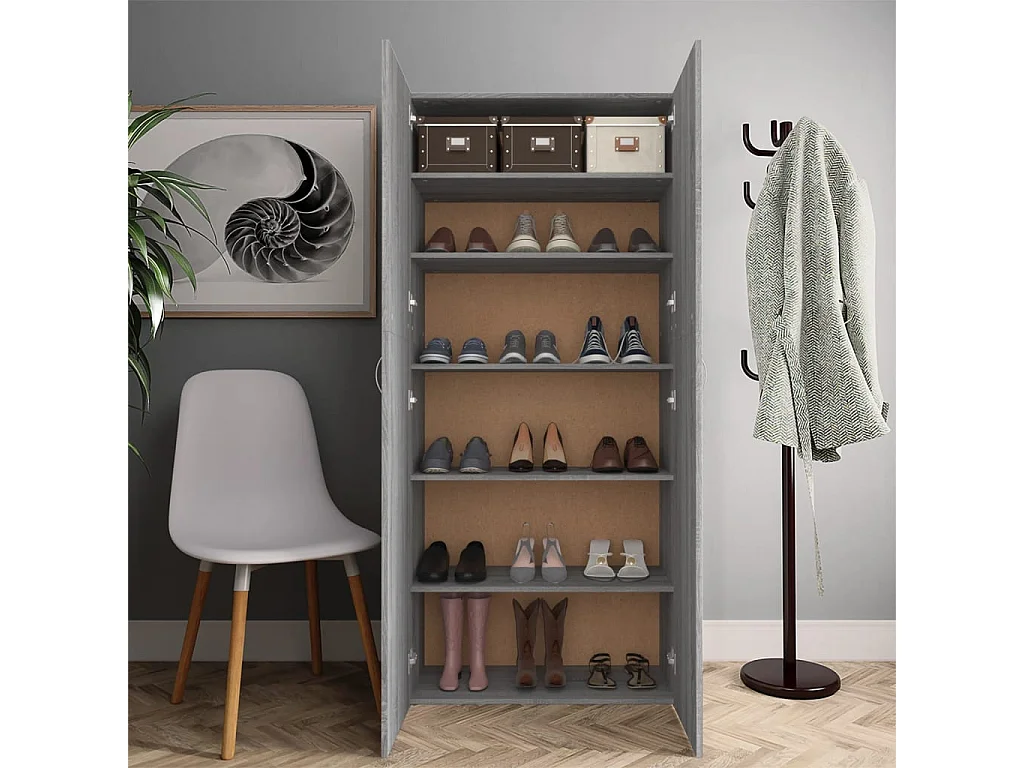 Armoire à chaussures Sonoma gris 80x35,5x180 cm Bois ingénierie