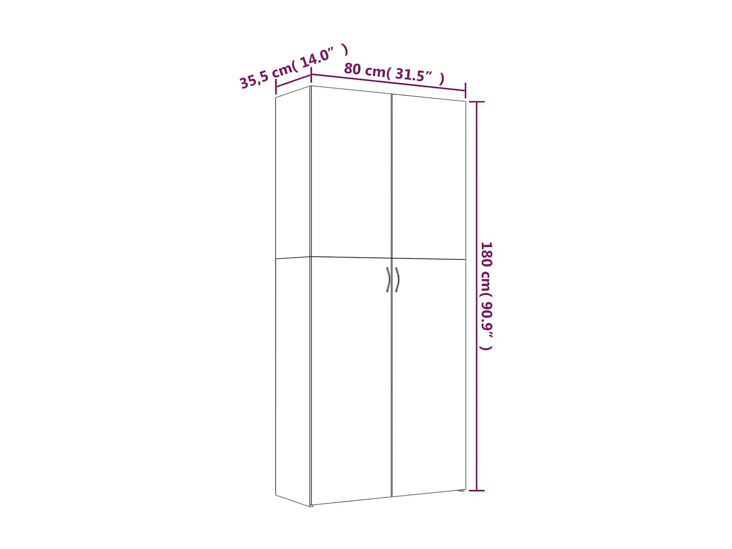 Armoire à chaussures Sonoma gris 80x35,5x180 cm Bois ingénierie