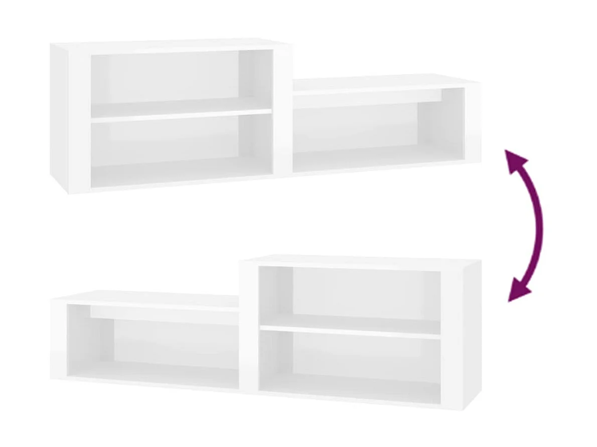 Zapatero Blanco brillo 150x35x45 cm Madera contrachapada