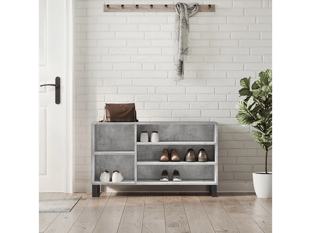 Armoire à chaussures Gris béton 102x36x60 cm Bois d'ingénierie
