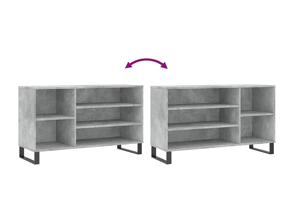 Armoire à chaussures Gris béton 102x36x60 cm Bois d'ingénierie