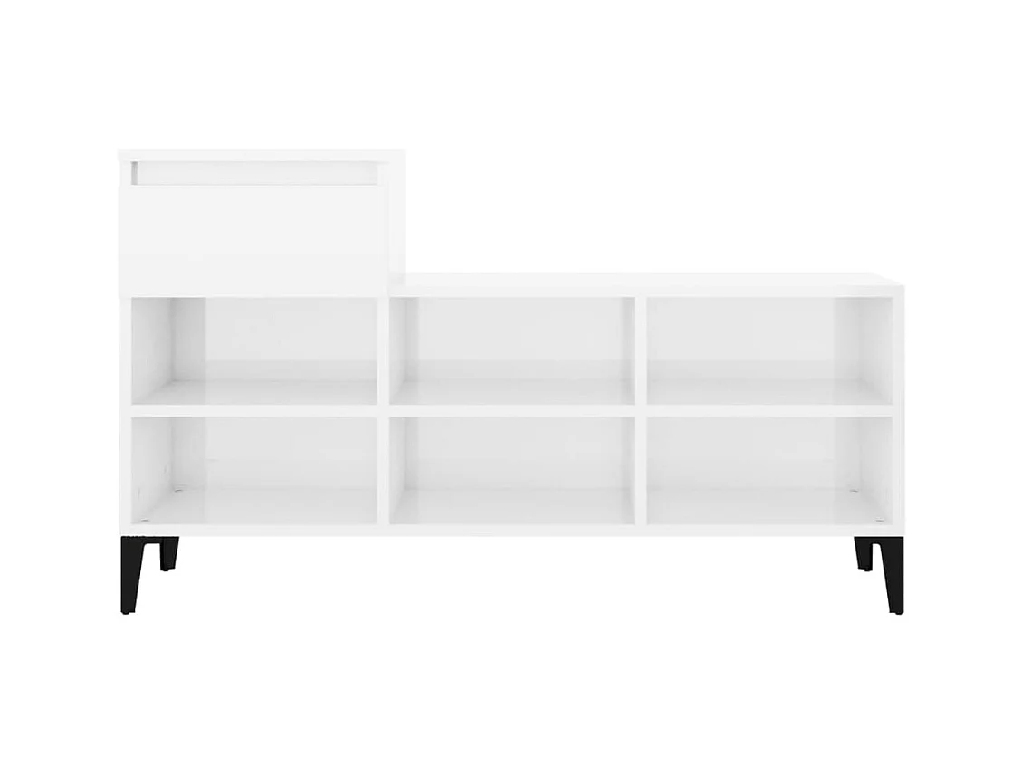 Armoire à chaussure Blanc brillant 102x36x60 cm Bois ingénierie