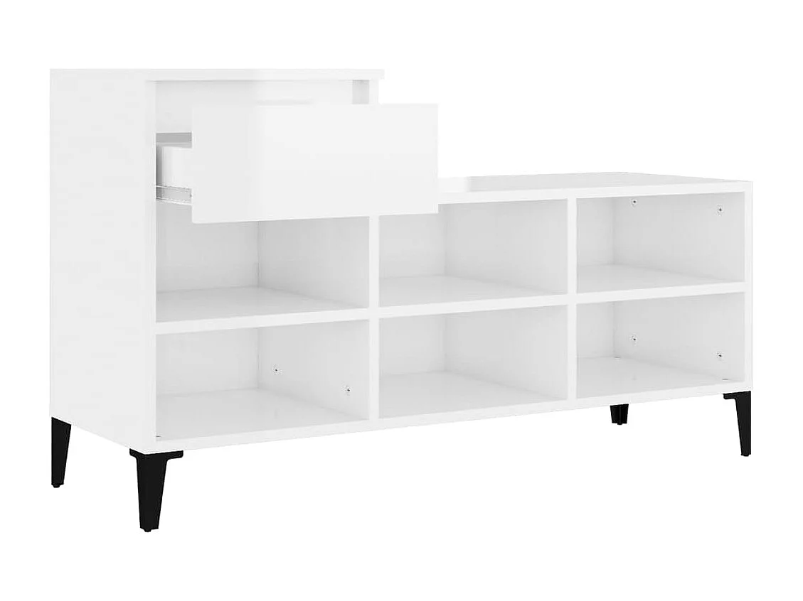 Armoire à chaussure Blanc brillant 102x36x60 cm Bois ingénierie