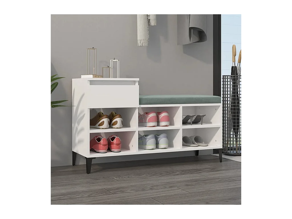 Armoire à chaussure Blanc brillant 102x36x60 cm Bois ingénierie