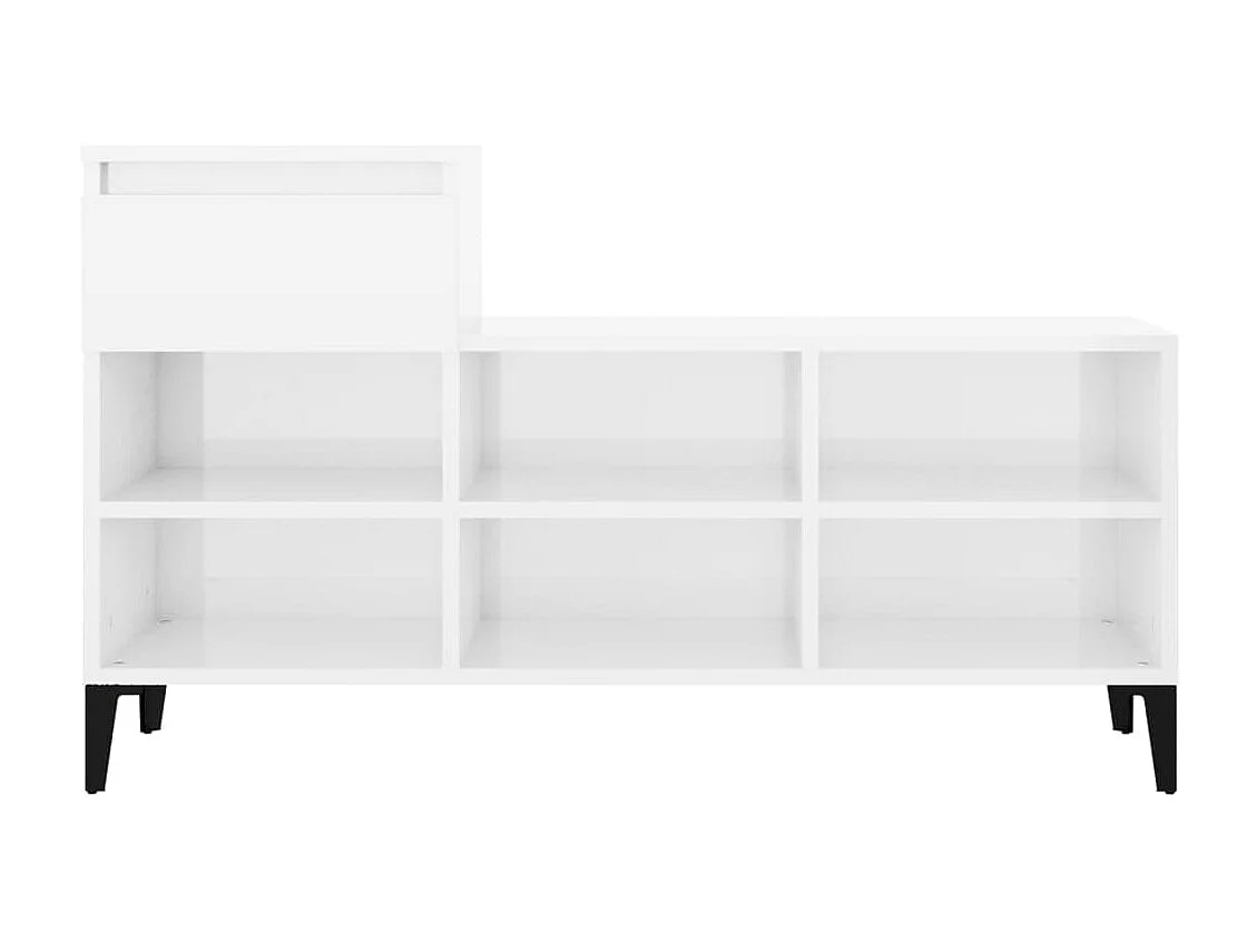 Armoire à chaussure Blanc brillant 102x36x60 cm Bois ingénierie