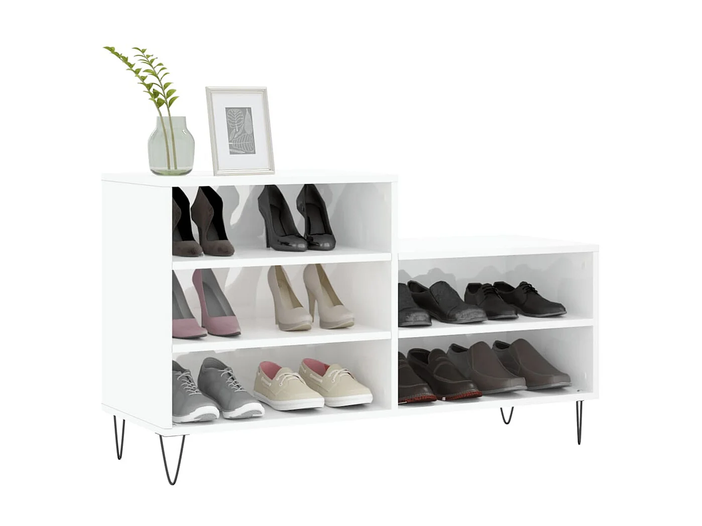 Armoire à chaussure Blanc brillant 102x36x60 cm Bois ingénierie