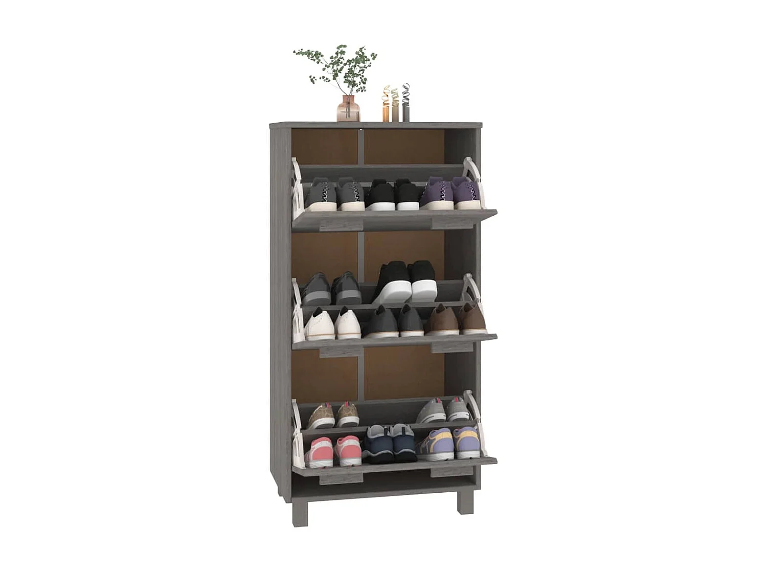 HAMAR Zapatero Gris claro 59,5x35x117 cm Pino macizo