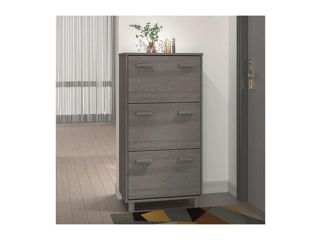 Armoire à chaussures HAMAR Gris clair 59,5x35x117 cm Pin massif