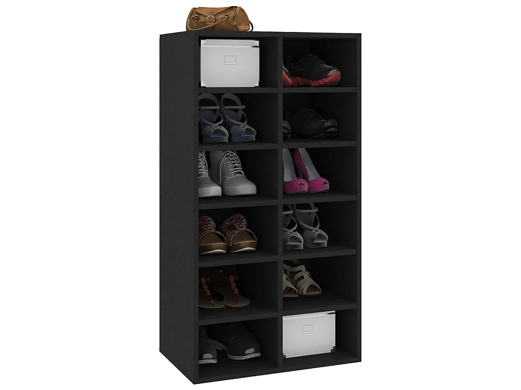 sapateira preta 54x34x100,5 cm madeira trabalhada