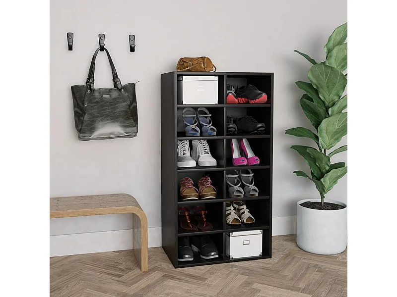 étagère à chaussures Noir 54x34x100,5 cm Bois d'ingénierie