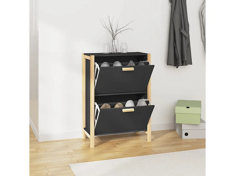 Armoire à chaussures Noir 57,5x33x80 cm Bois d'ingénierie