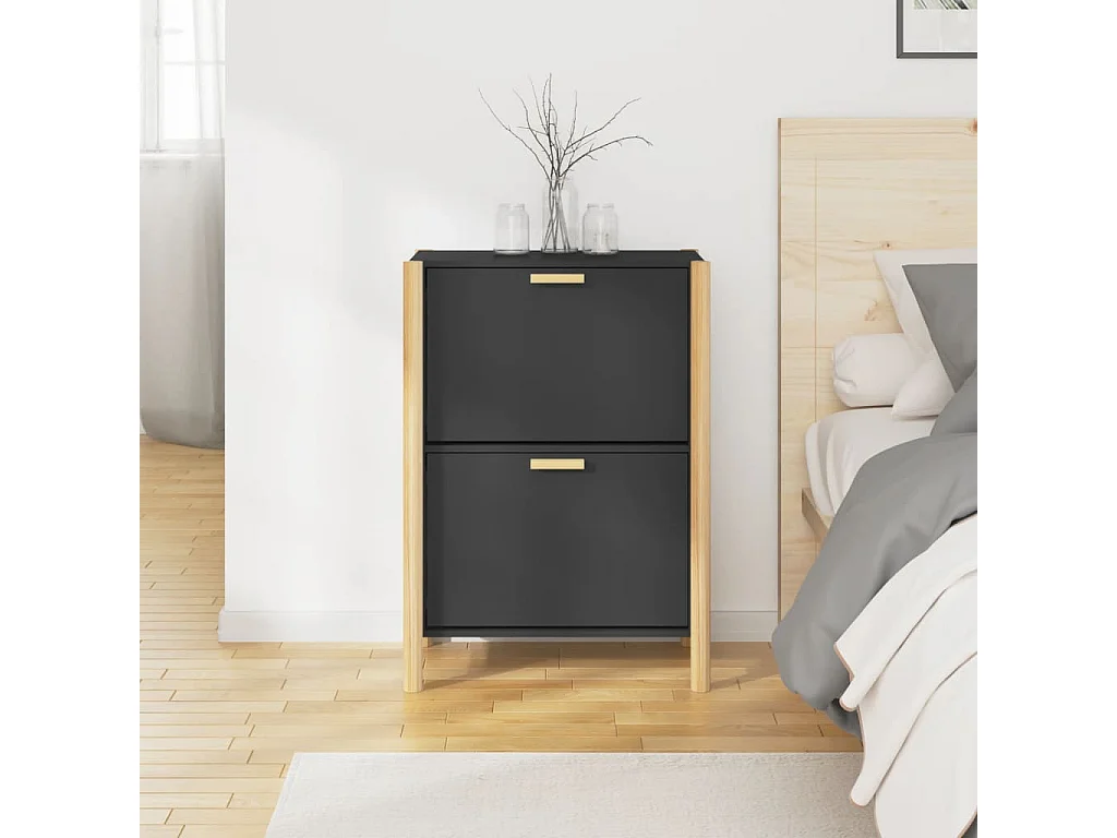 Armoire à chaussures Noir 57,5x33x80 cm Bois d'ingénierie