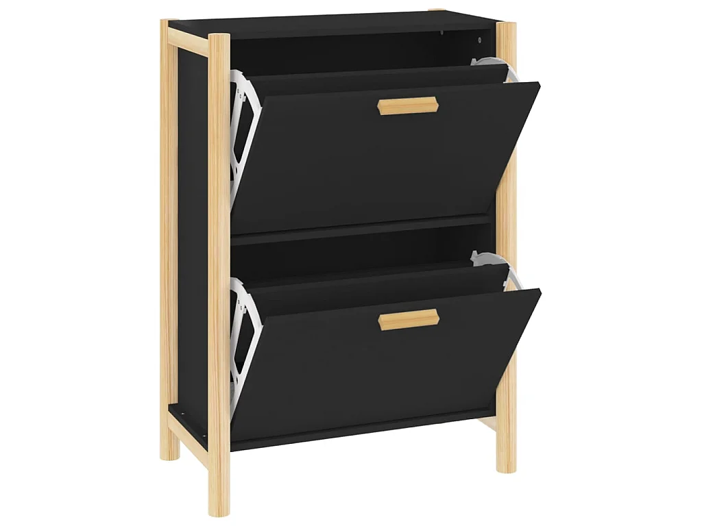 Armoire à chaussures Noir 57,5x33x80 cm Bois d'ingénierie