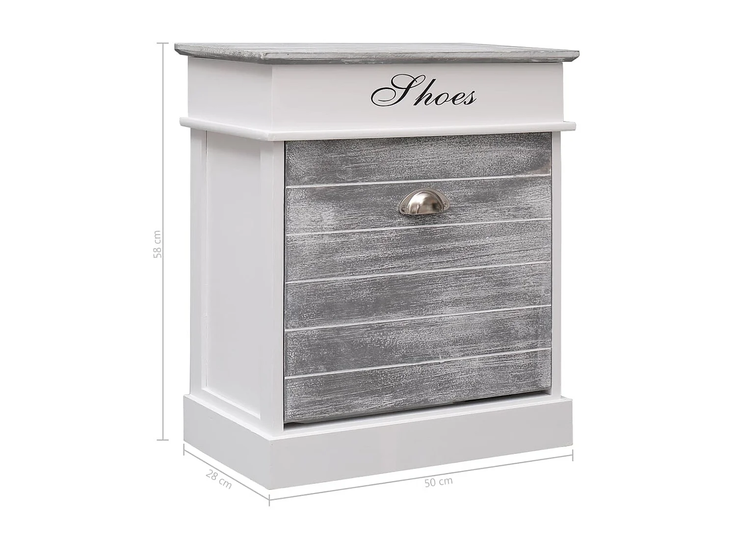 Sapateira cinza 50 x 28 x 58 cm madeira Paulownia