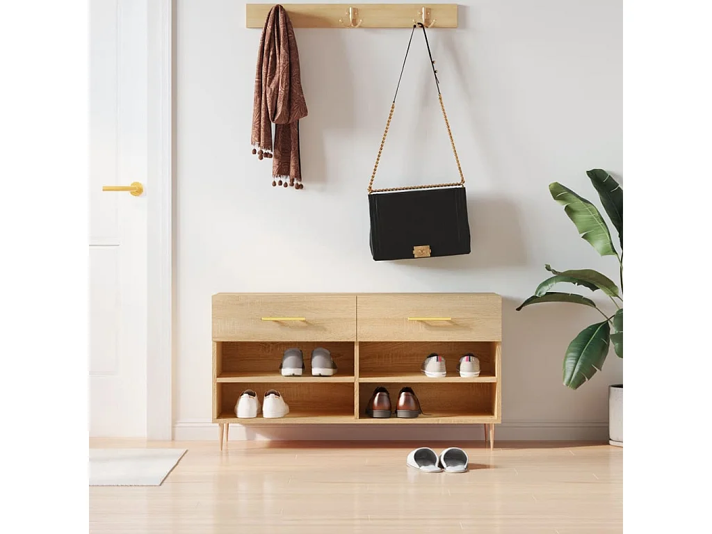 Schuhbank aus Sonoma-Eiche, 102 x 35 x 55 cm, Holzwerkstoff