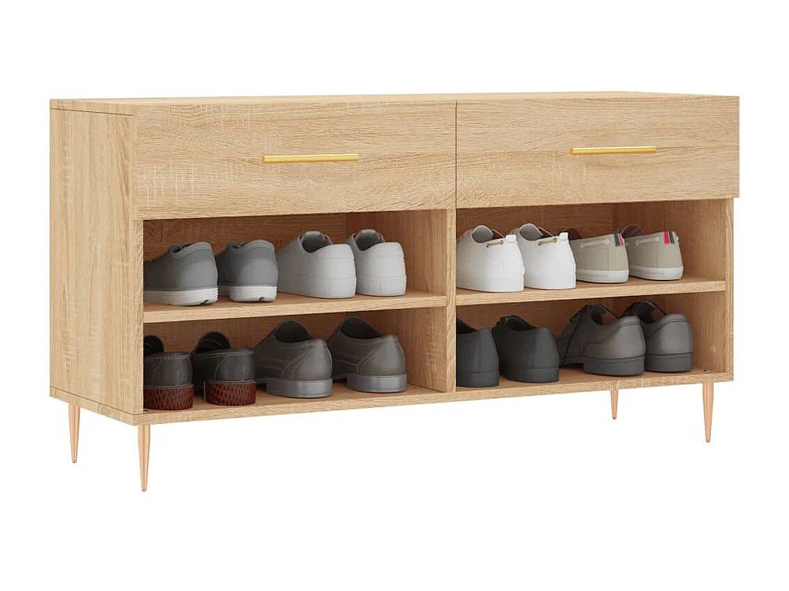 Schuhbank aus Sonoma-Eiche, 102 x 35 x 55 cm, Holzwerkstoff