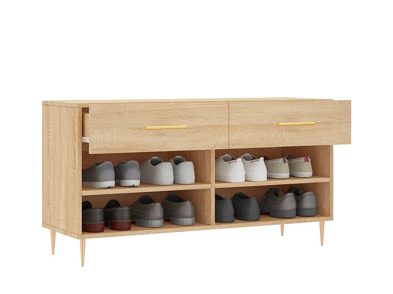 Schuhbank aus Sonoma-Eiche, 102 x 35 x 55 cm, Holzwerkstoff