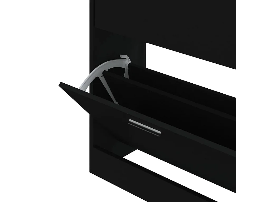 Zapatero Negro 63x24x81 cm Madera contrachapada