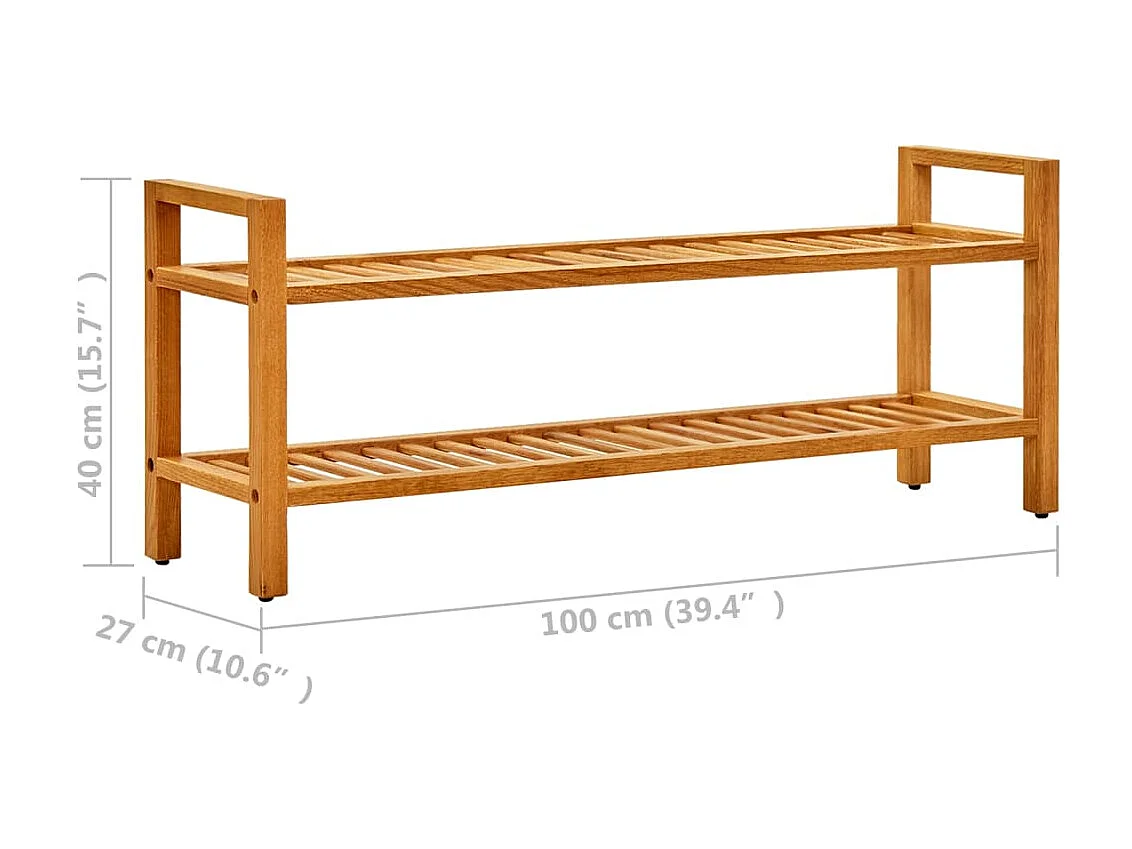 Sapateira de 2 níveis 100x27x40 cm Carvalho maciço