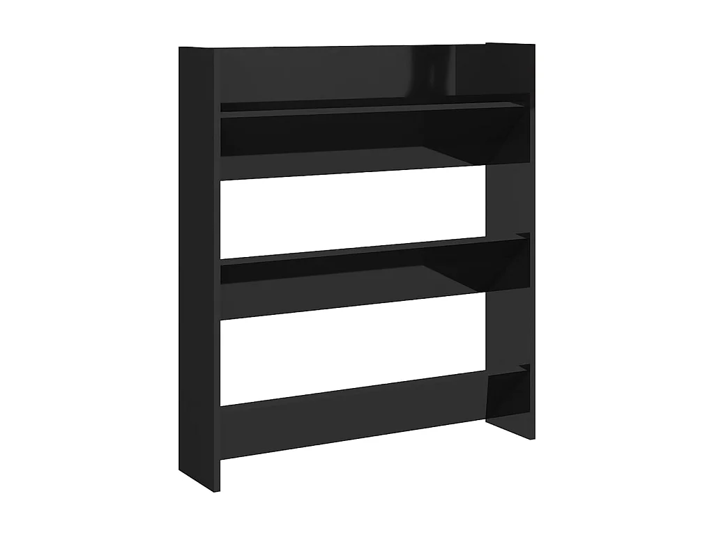 Zapatero de pared Aglomerado negro brillo 80x18x90 cm
