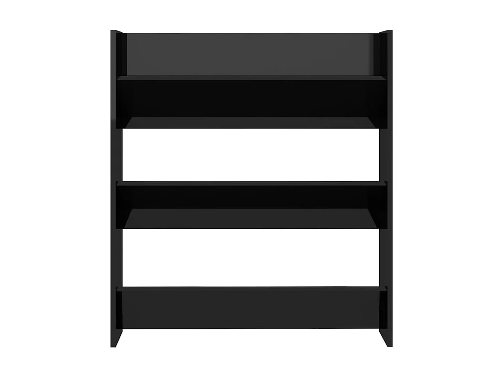 Zapatero de pared Aglomerado negro brillo 80x18x90 cm