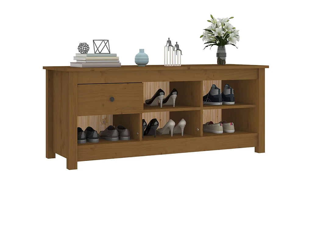 Armoire à chaussures Marron miel 110x38x45,5 cm Bois pin massif