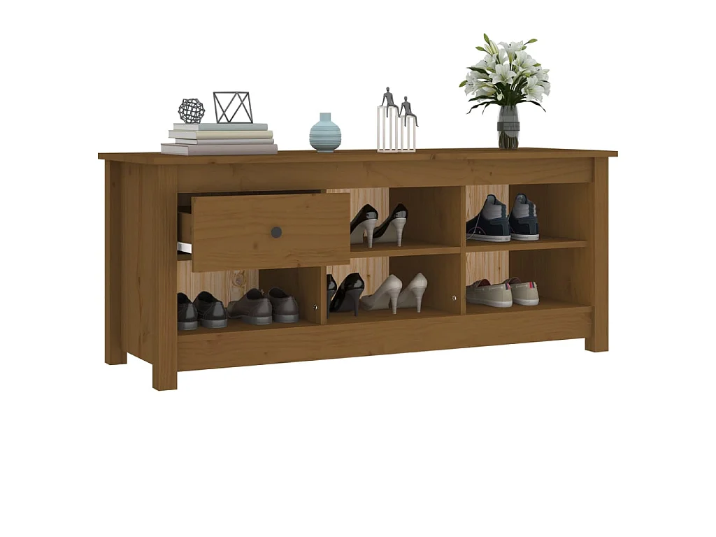 Armoire à chaussures Marron miel 110x38x45,5 cm Bois pin massif