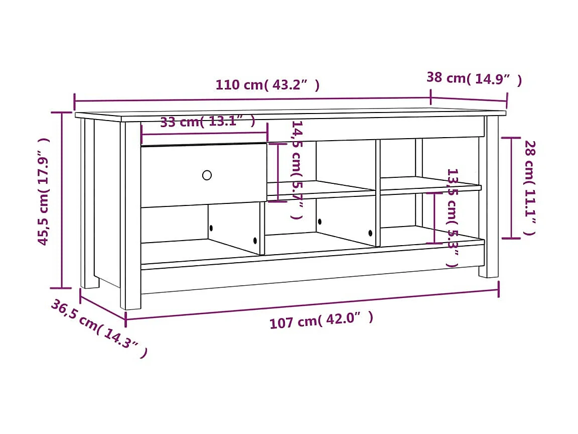 Armoire à chaussures Marron miel 110x38x45,5 cm Bois pin massif