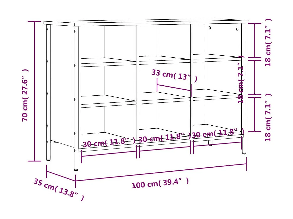 Armoire à chaussures chêne sonoma 100x35x70cm bois d'ingénierie