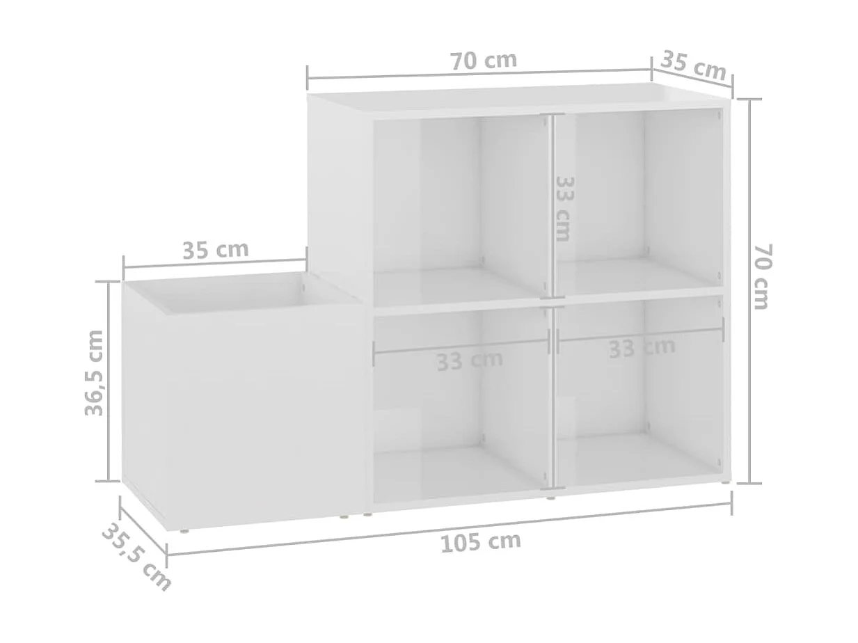 Scarpiera Bianco lucido 105x35,5x70 cm Truciolare