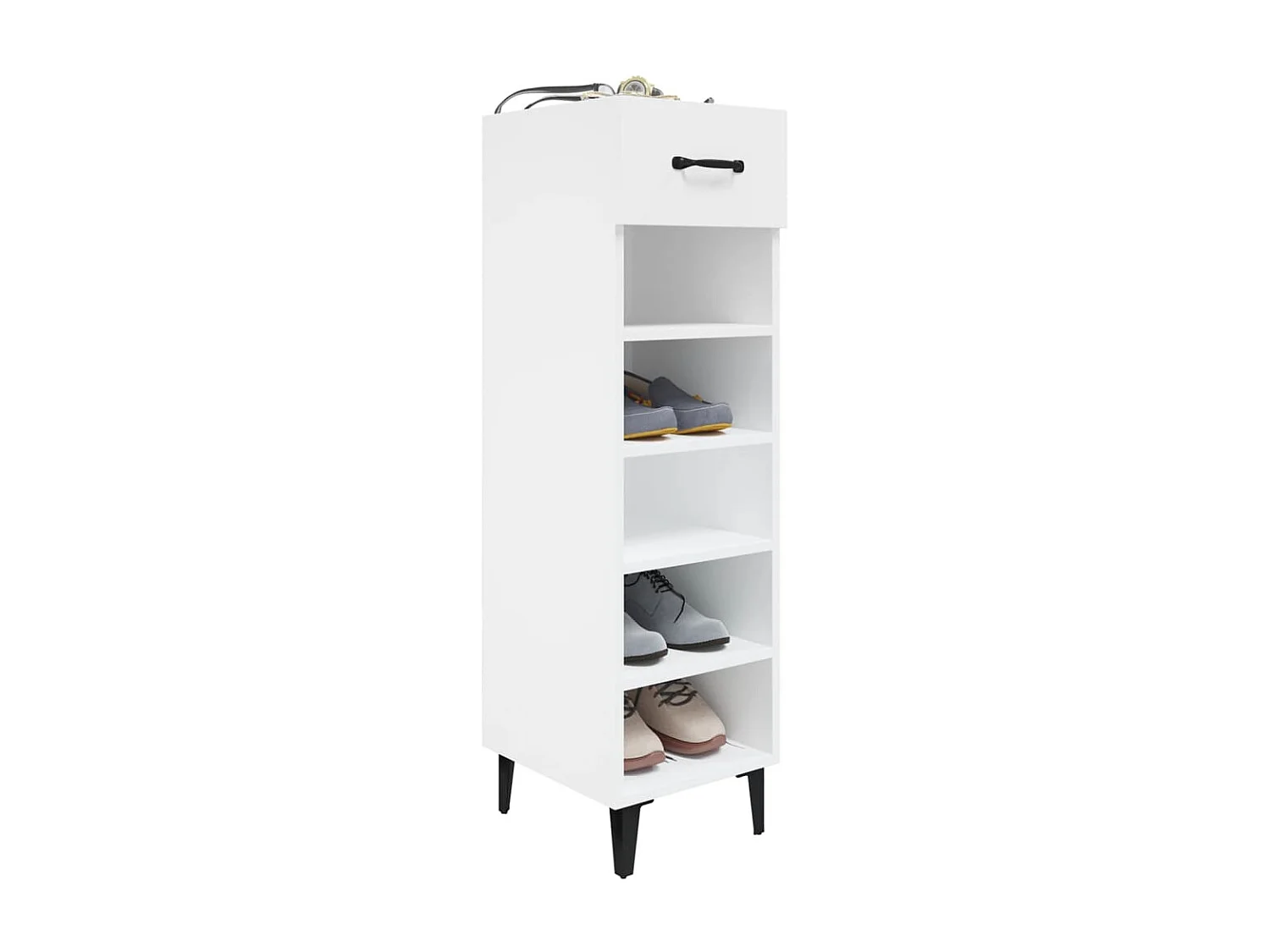 Armoire à chaussure Blanc brillant 30x35x105 cm Bois ingénierie