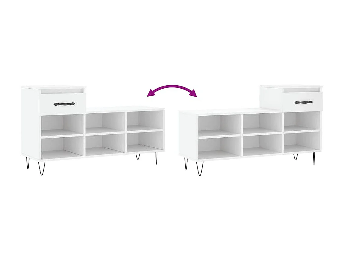 Armoire à chaussures Blanc 102x36x60 cm Bois d'ingénierie