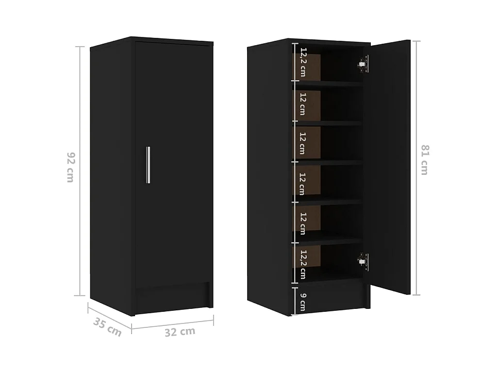 Schoenenkast Zwart 32x35x92 cm Spaanplaat