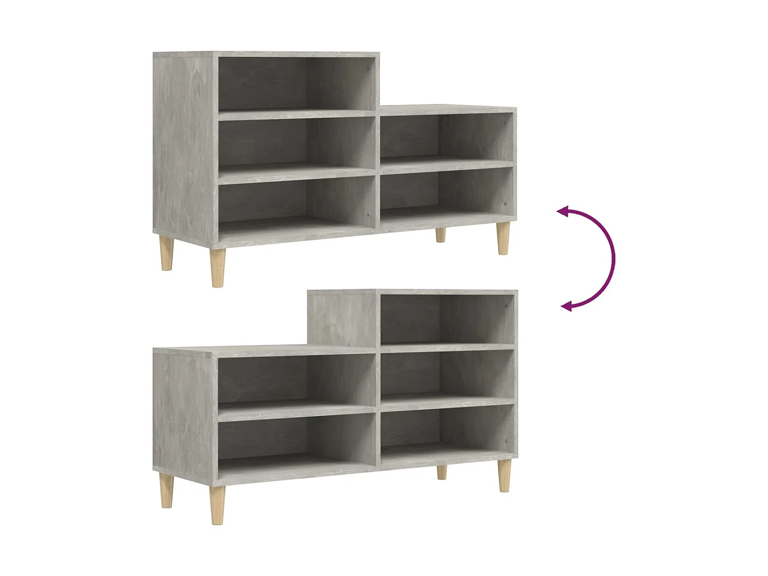 Armoire à chaussures Gris béton 102x36x60 cm Bois d'ingénierie