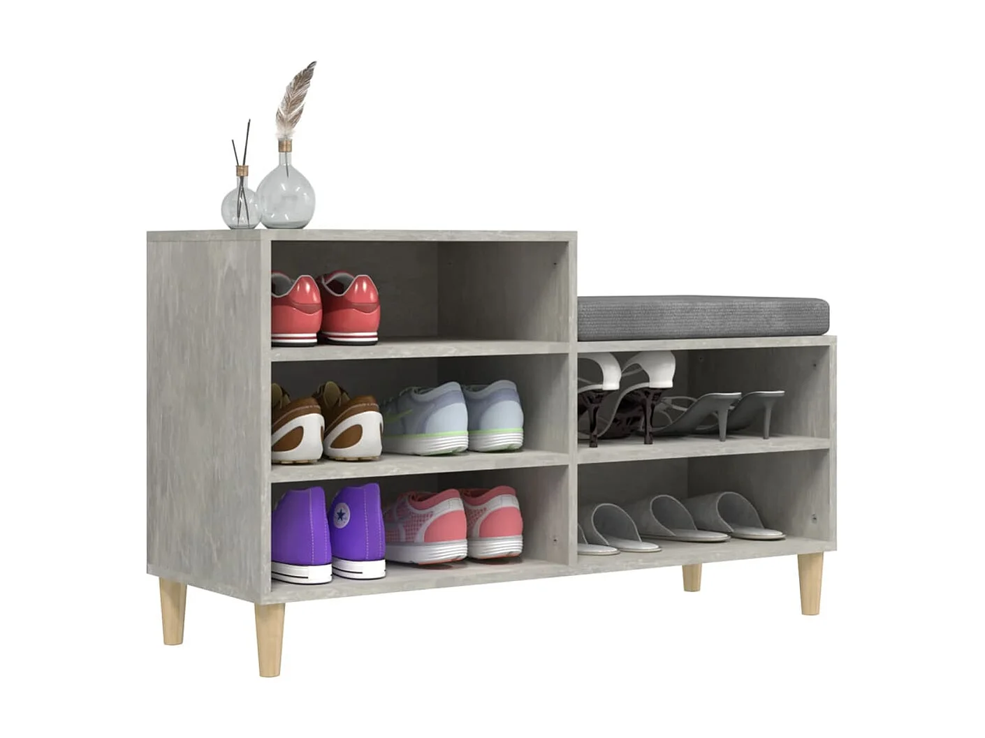 Armoire à chaussures Gris béton 102x36x60 cm Bois d'ingénierie
