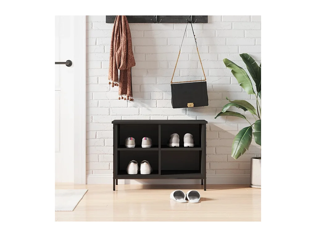 Armoire à chaussures noir 69x35x50 cm bois d'ingénierie