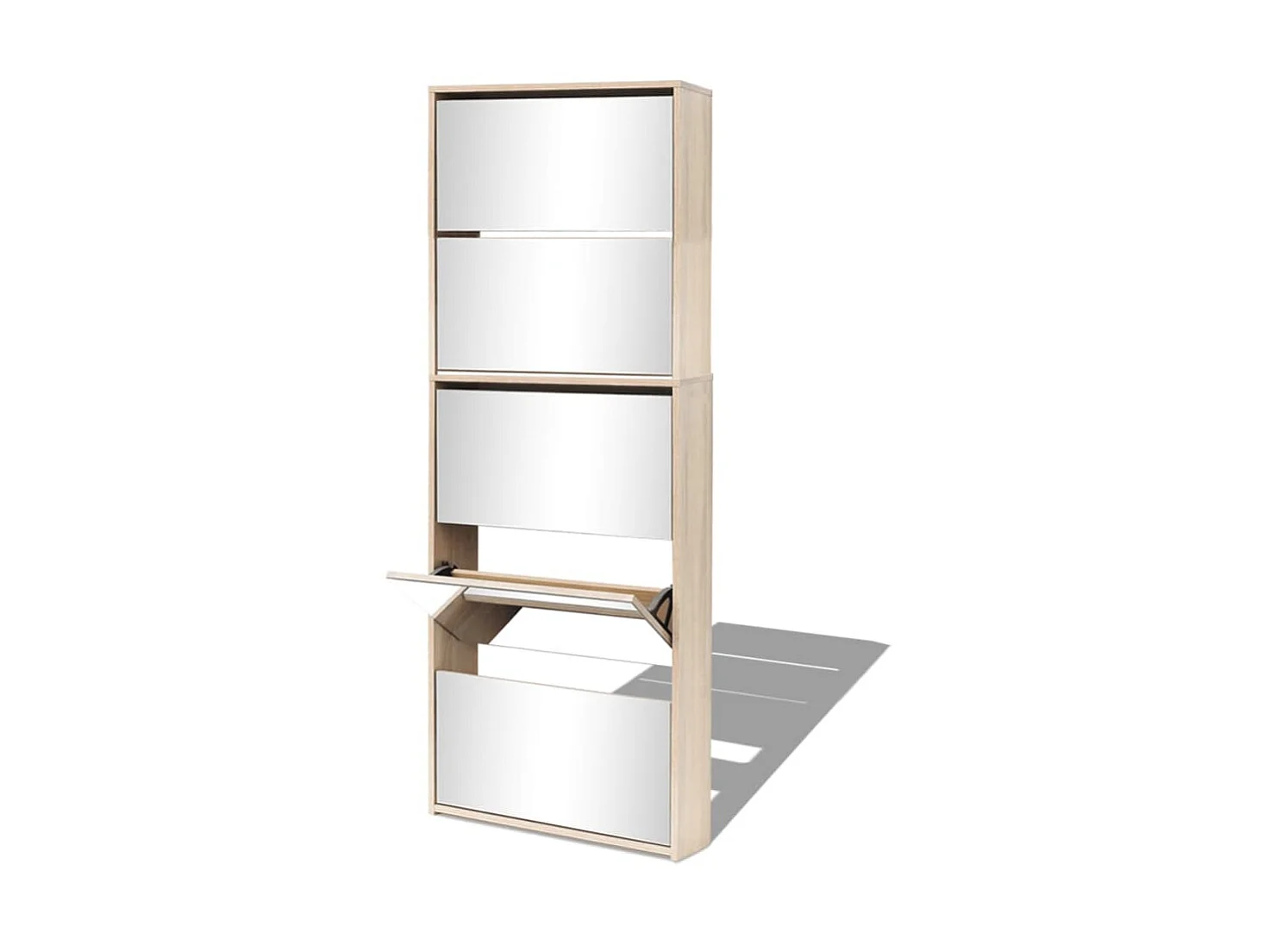 Meuble à chaussures 5 étagères et miroir 63x17x169,5 cm Chêne