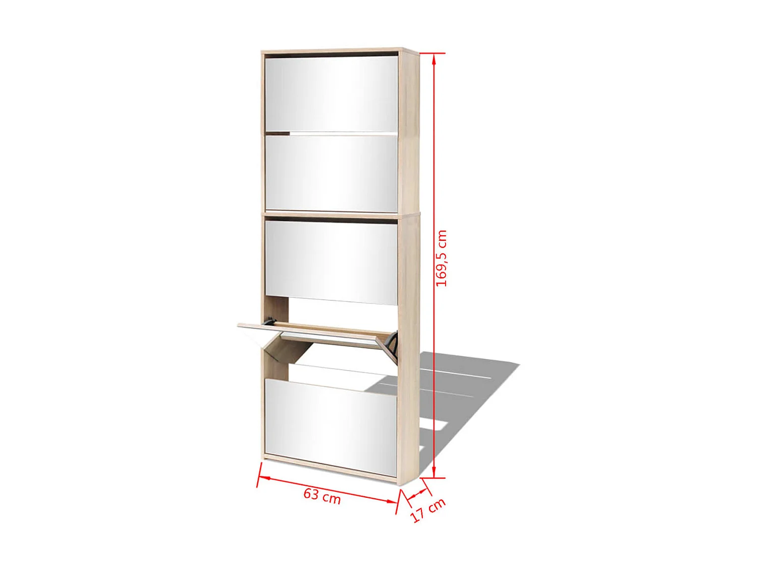 Meuble à chaussures 5 étagères et miroir 63x17x169,5 cm Chêne