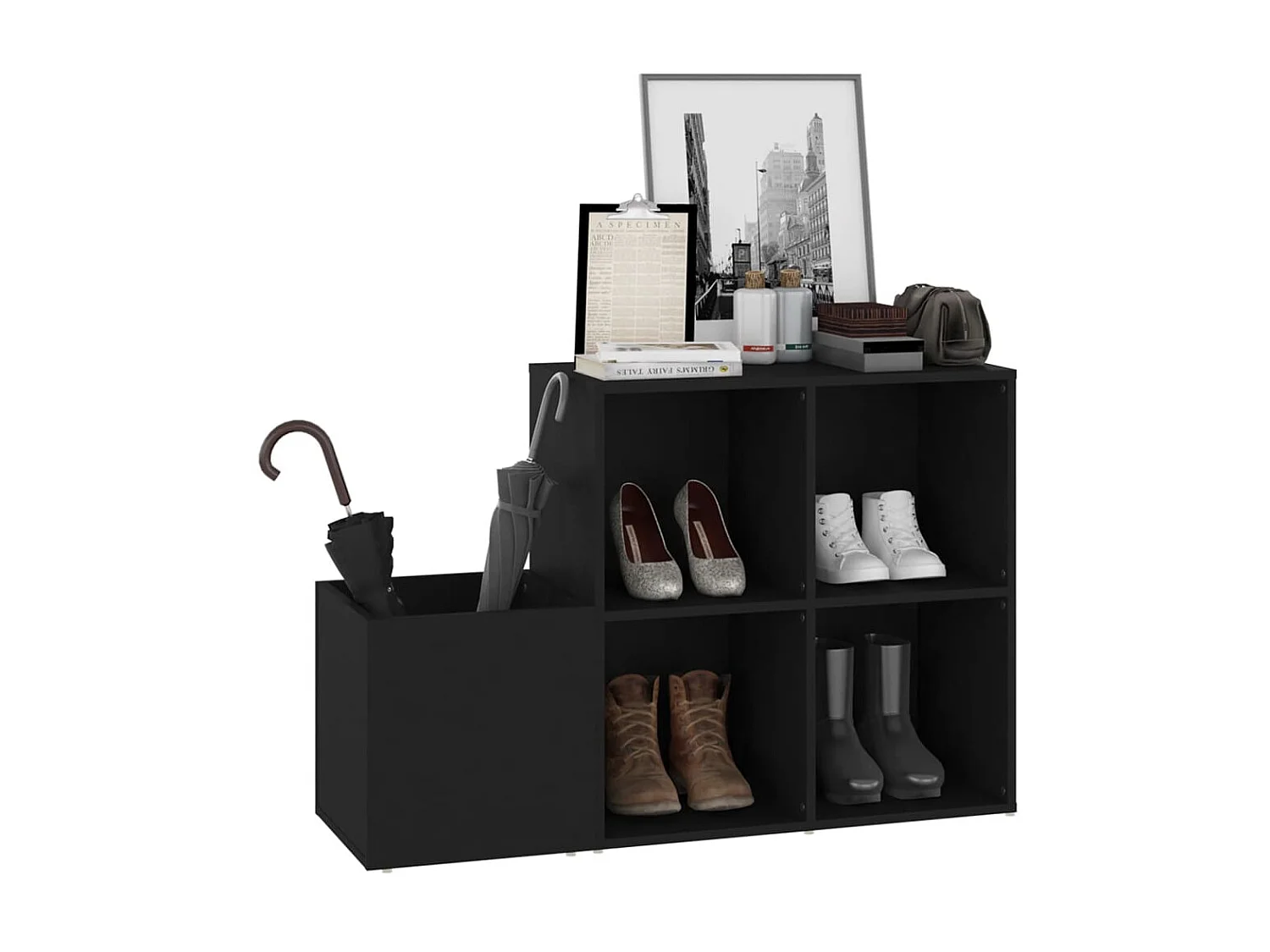 Armoire à chaussures d'entrée Noir 105x35,5x70 cm Aggloméré