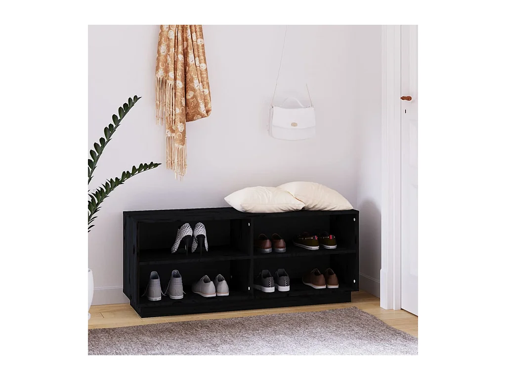 Schoenenkast Zwart 110x34x45 cm Massief grenenhout