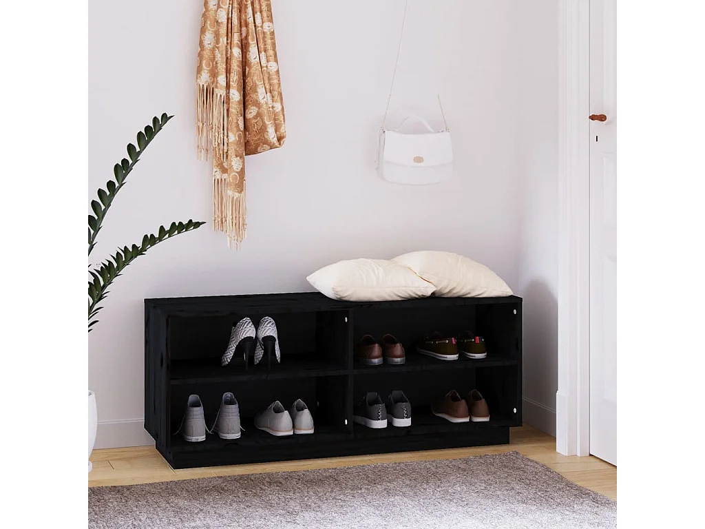 Schoenenkast Zwart 110x34x45 cm Massief grenenhout