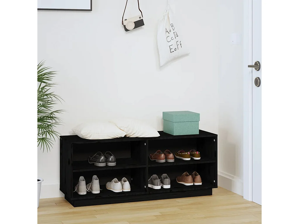 Schoenenkast Zwart 110x34x45 cm Massief grenenhout