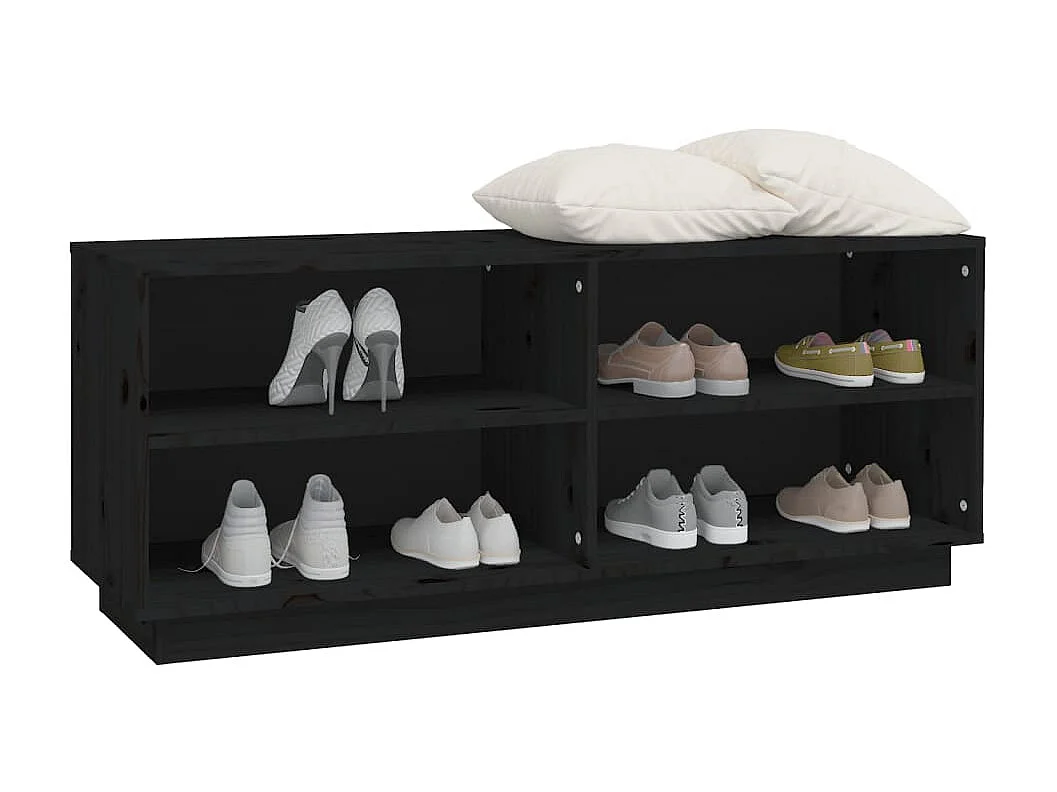 Schoenenkast Zwart 110x34x45 cm Massief grenenhout