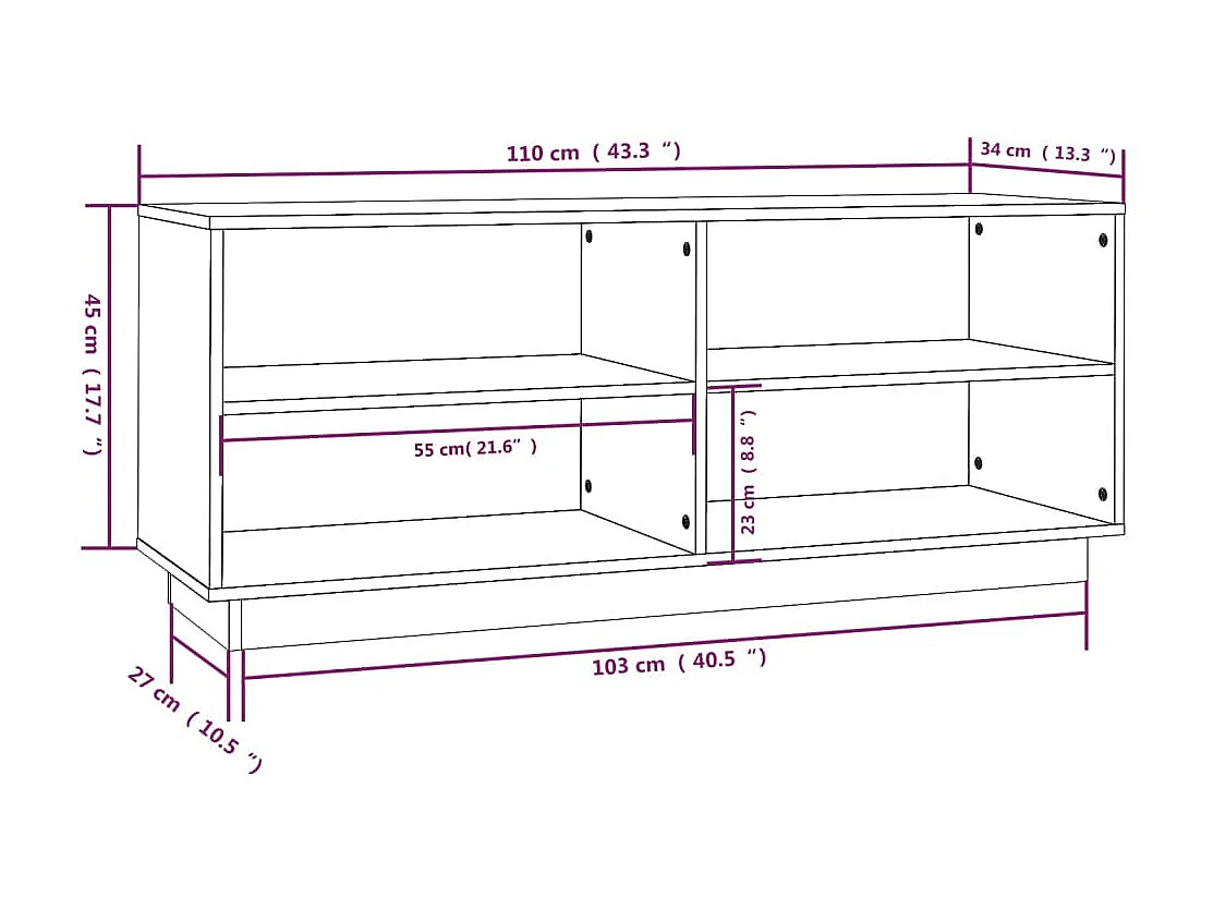 Schoenenkast Zwart 110x34x45 cm Massief grenenhout