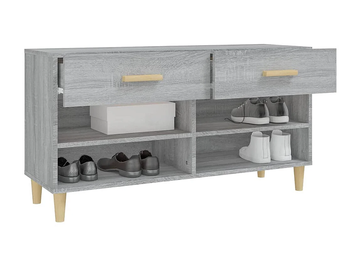 Meuble à chaussures Sonoma gris 102x35x55 cm Bois d'ingénierie