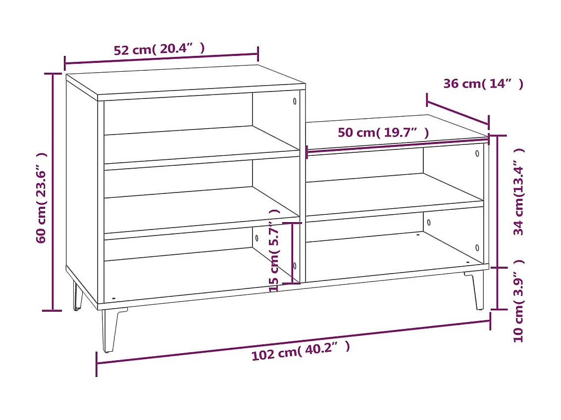 Sapateira Branco 102x36x60 cm Madeira trabalhada