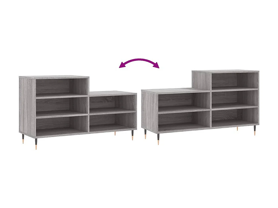 Armoire à chaussures Sonoma gris 102x36x60 cm Bois d'ingénierie